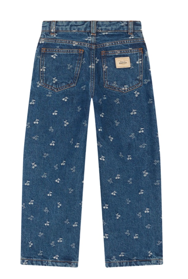 Bonpoint Cherry Embroidery Jeans In Blue