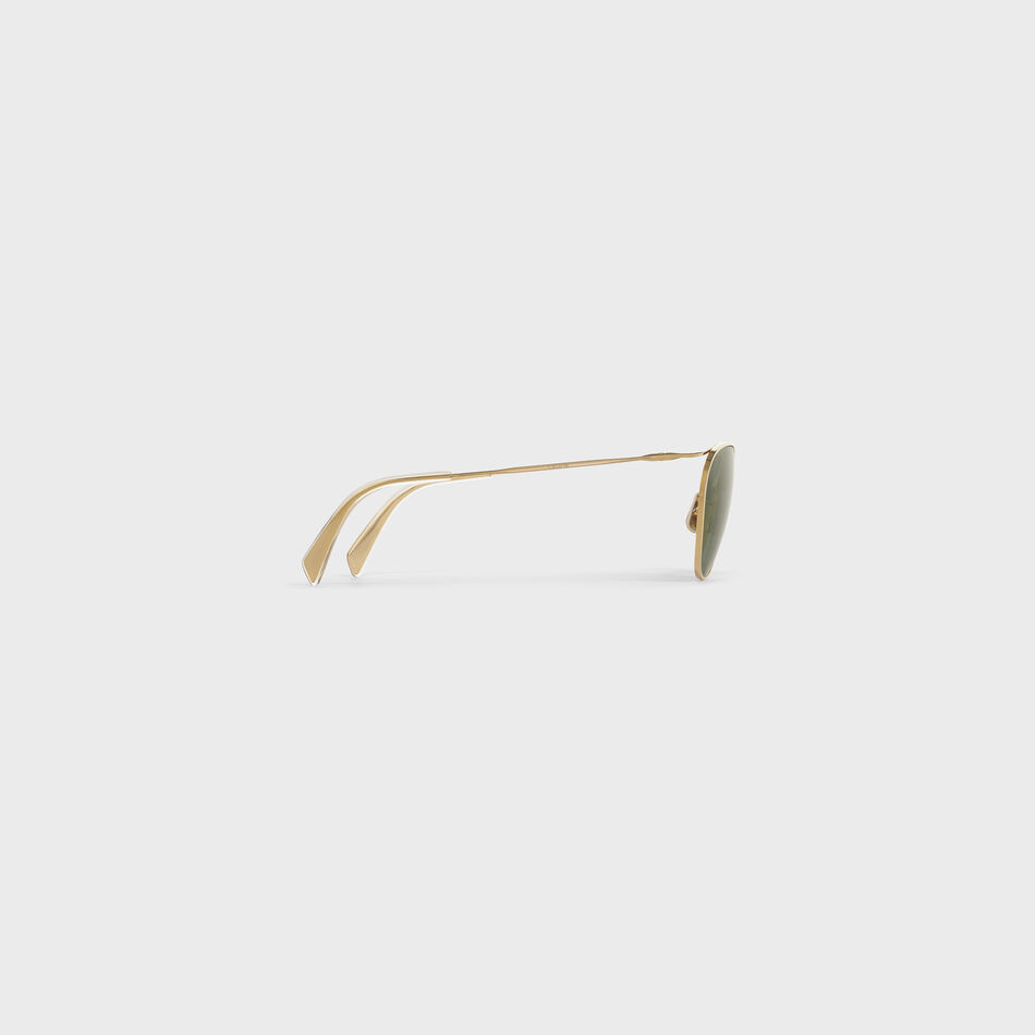 Celine Round Frame Green Lens Sunglasses In Green