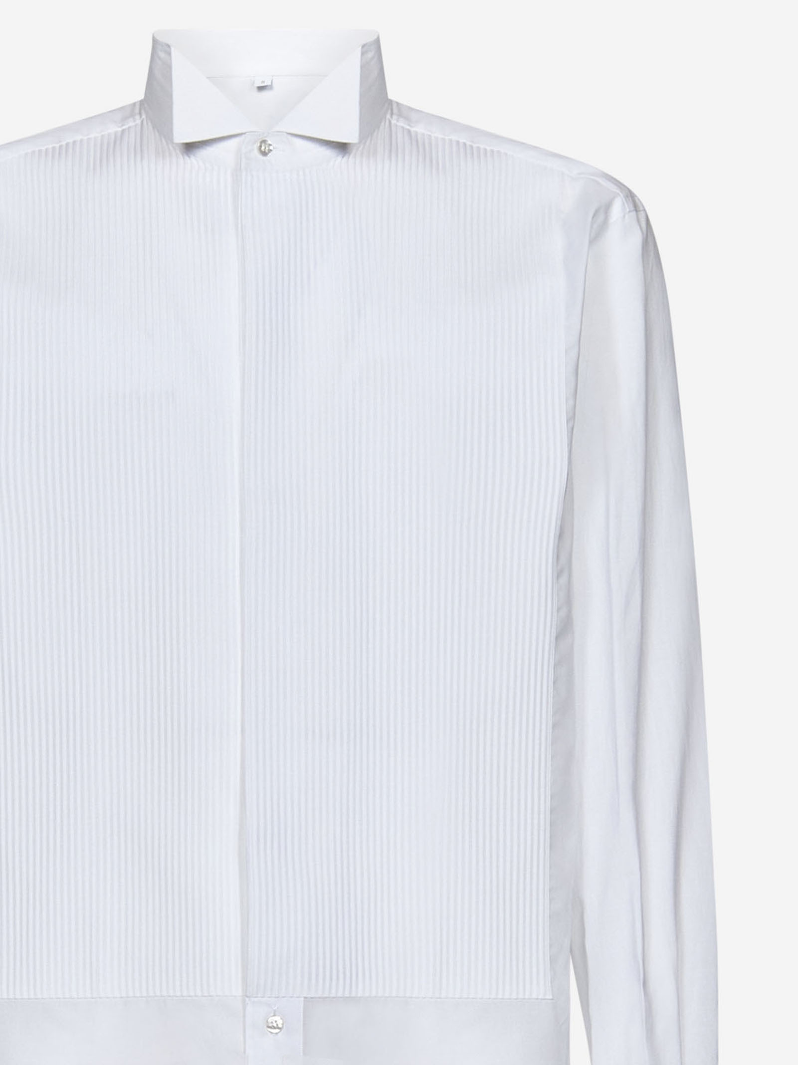 Brioni Cotton Shirt With Wings Collar In White