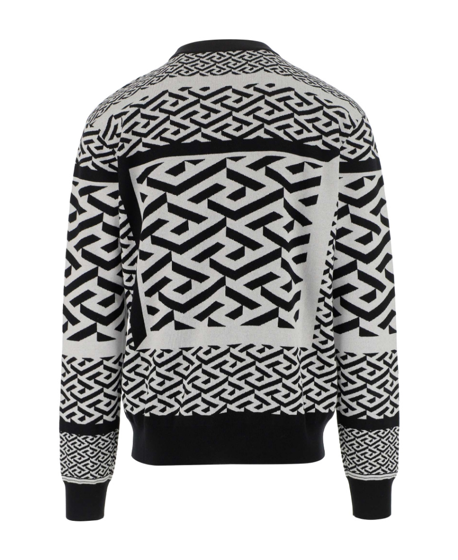 Versace La Greca Knitted Jumper In Black