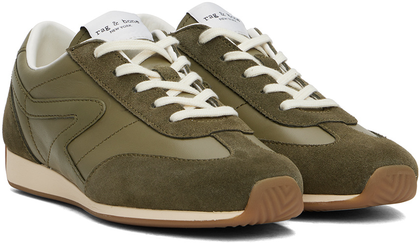 Rag & Bone Green Slim Suede Retro Runner Sneakers