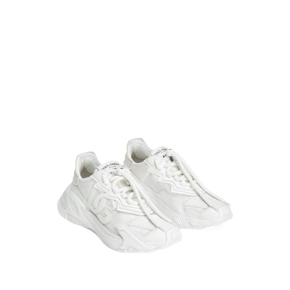 Dolce & Gabbana Fabric And Leather Sneakers With Chunky Sole In Black