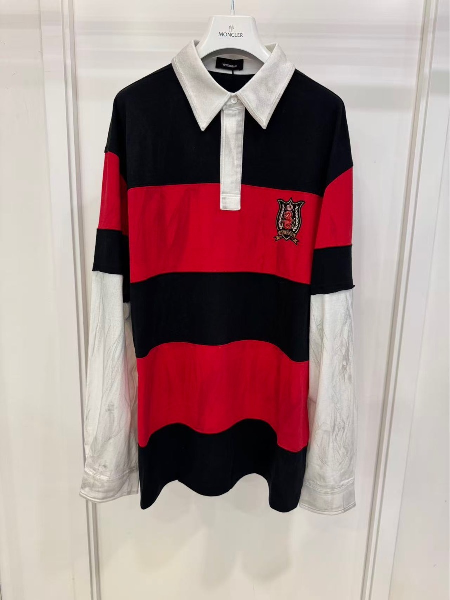We11 Done Striped Polo Shirt In Multi