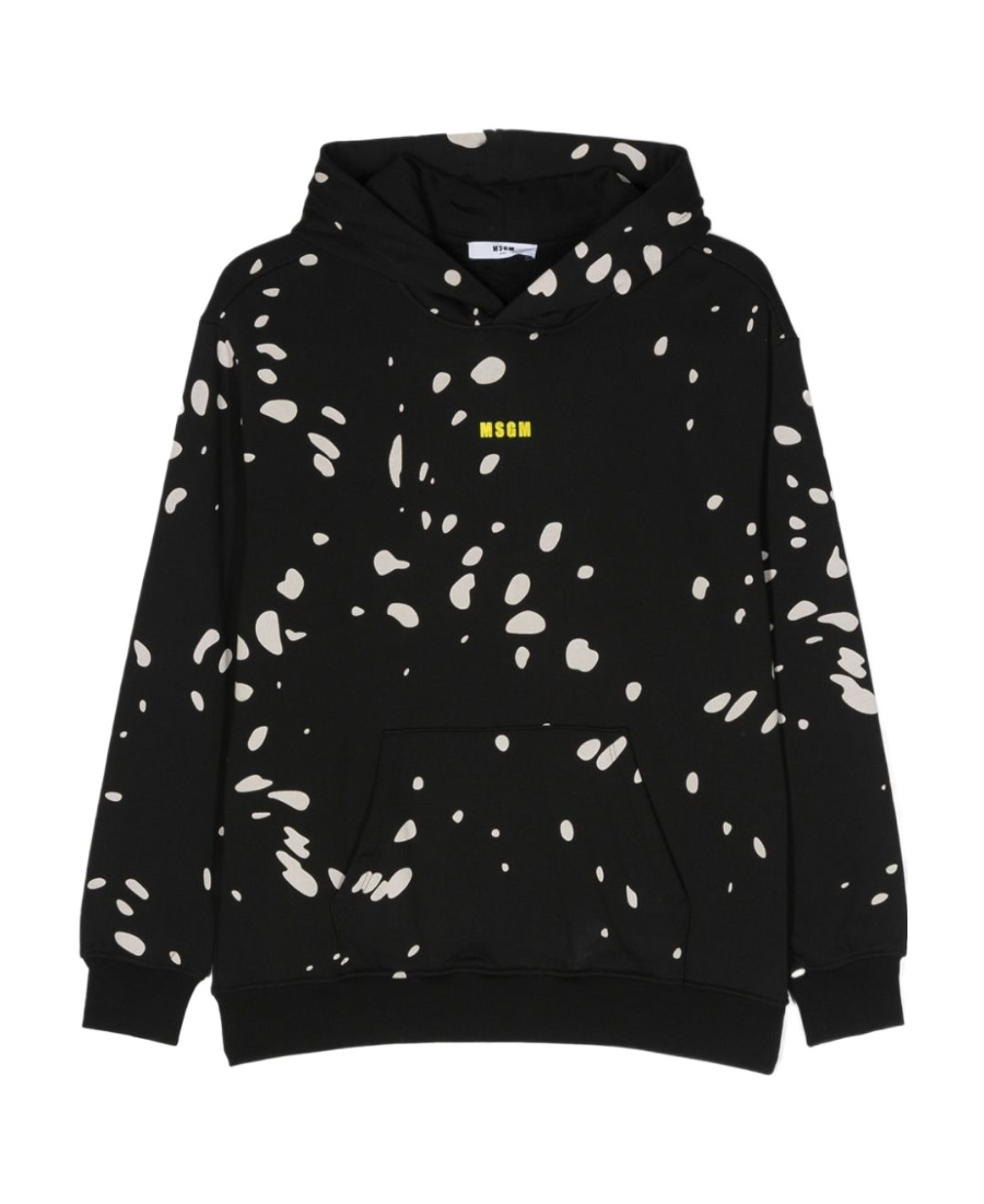 Msgm Logo Logo Hooded Sweater In Black