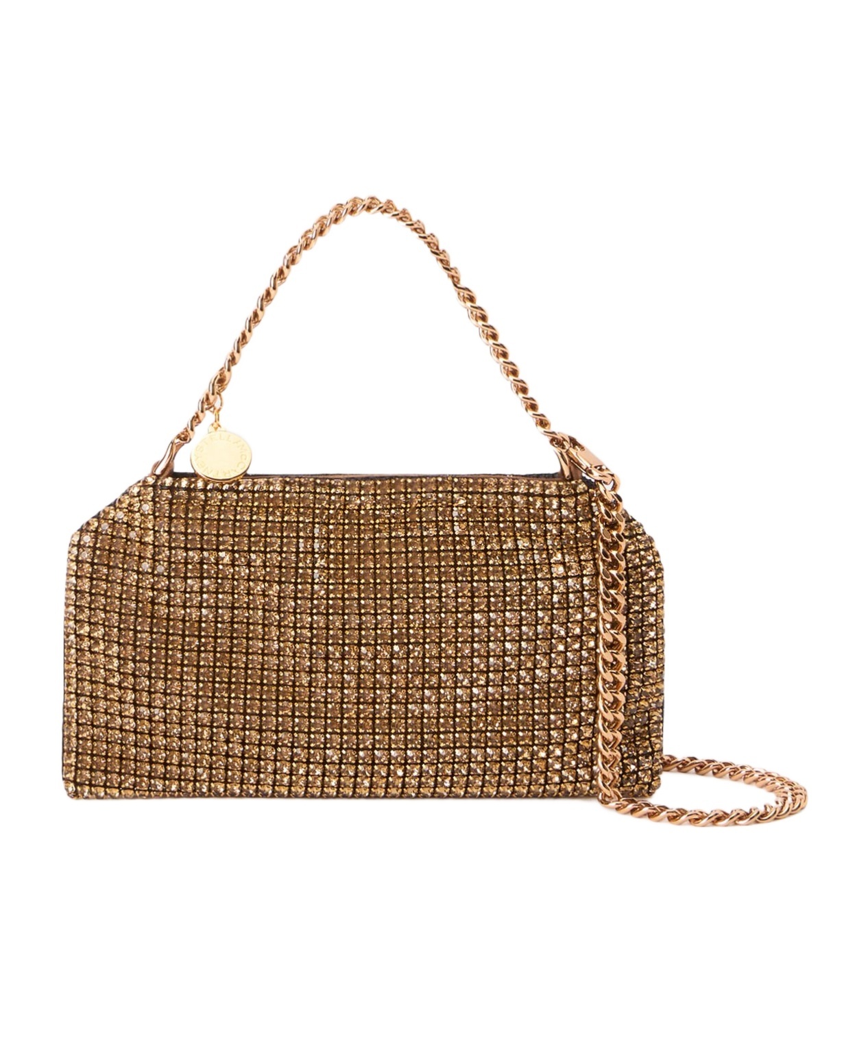 Stella Mccartney Falabella Crystal Mesh Shoulder Bag In Brown