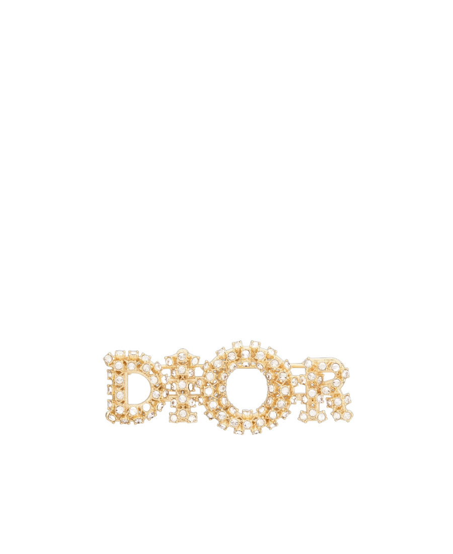 Dior Logo Brooch In Gray