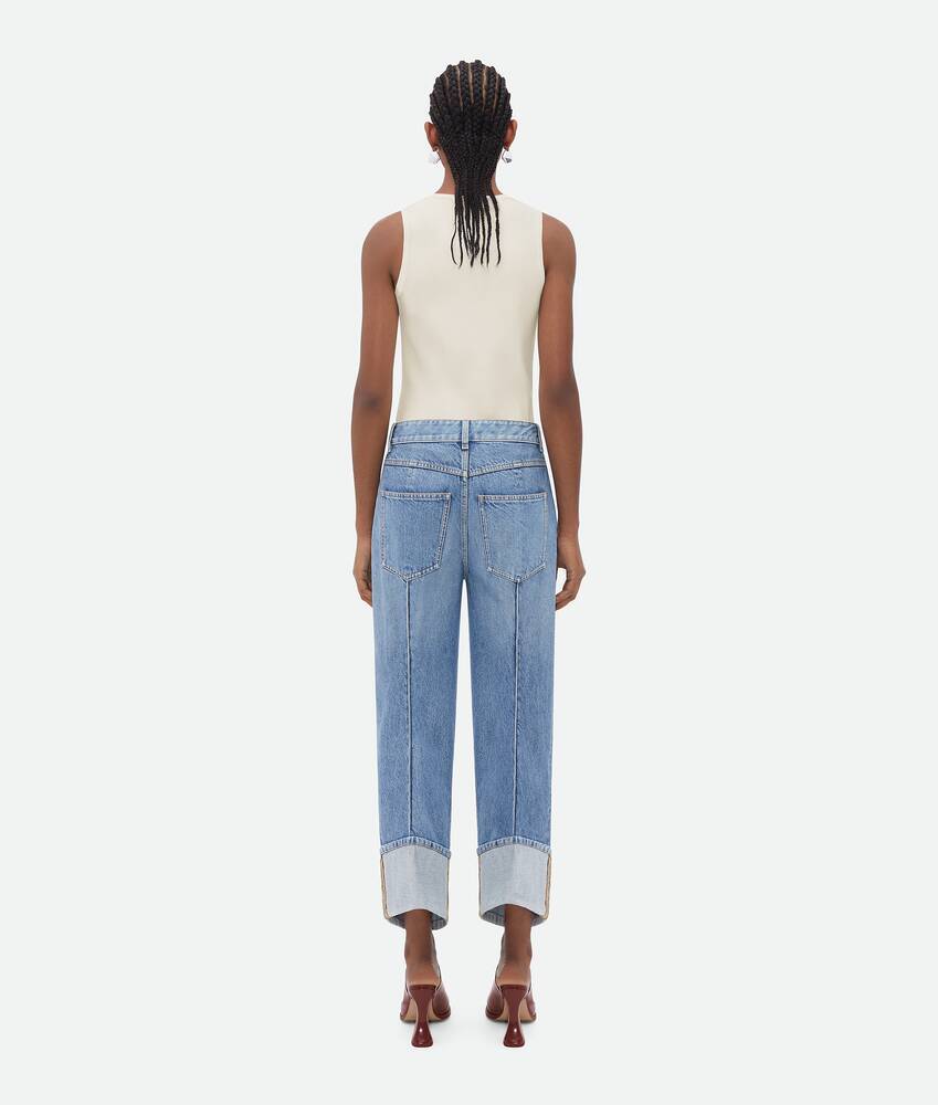 Bottega Veneta Curved Shape Vintage Indigo Denim In Blue