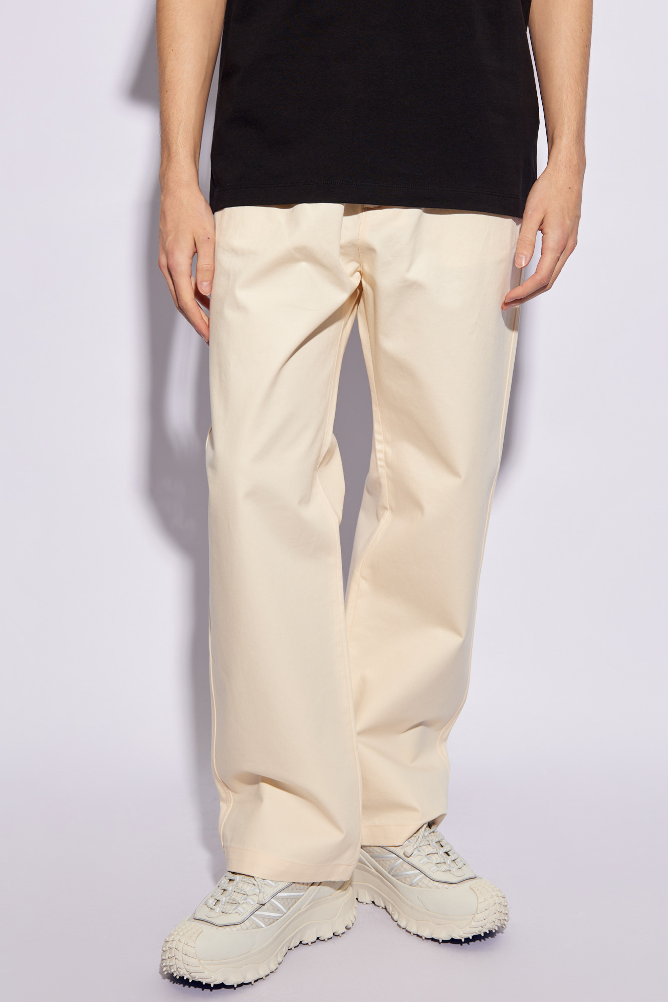 Moncler Logo-appliqué Straight Trousers In White