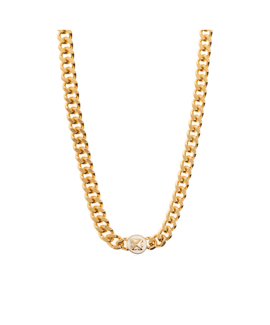 Off-white Curb-chain Logo-plaque Necklace In Gold