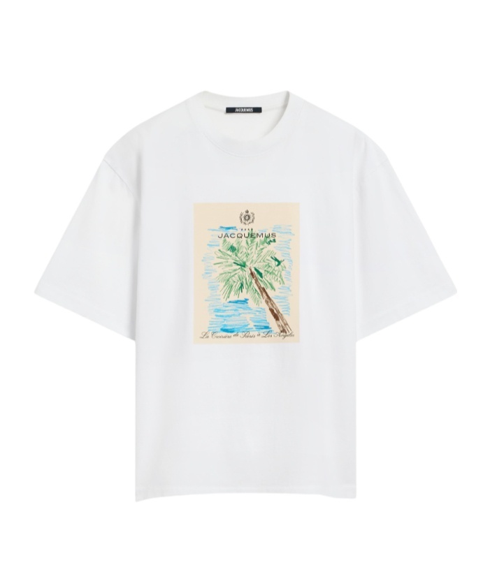 Jacquemus 'le T-shirt Marino' White Crewneck T-shirt With Maxi Print On The Front In White