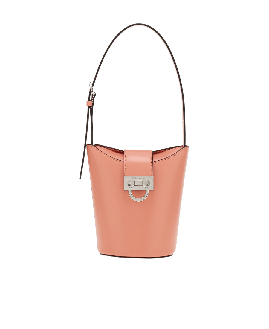 Shop Ferragamo Salvatore Trifolio Logo Engraved Shoulder Bag In Pink