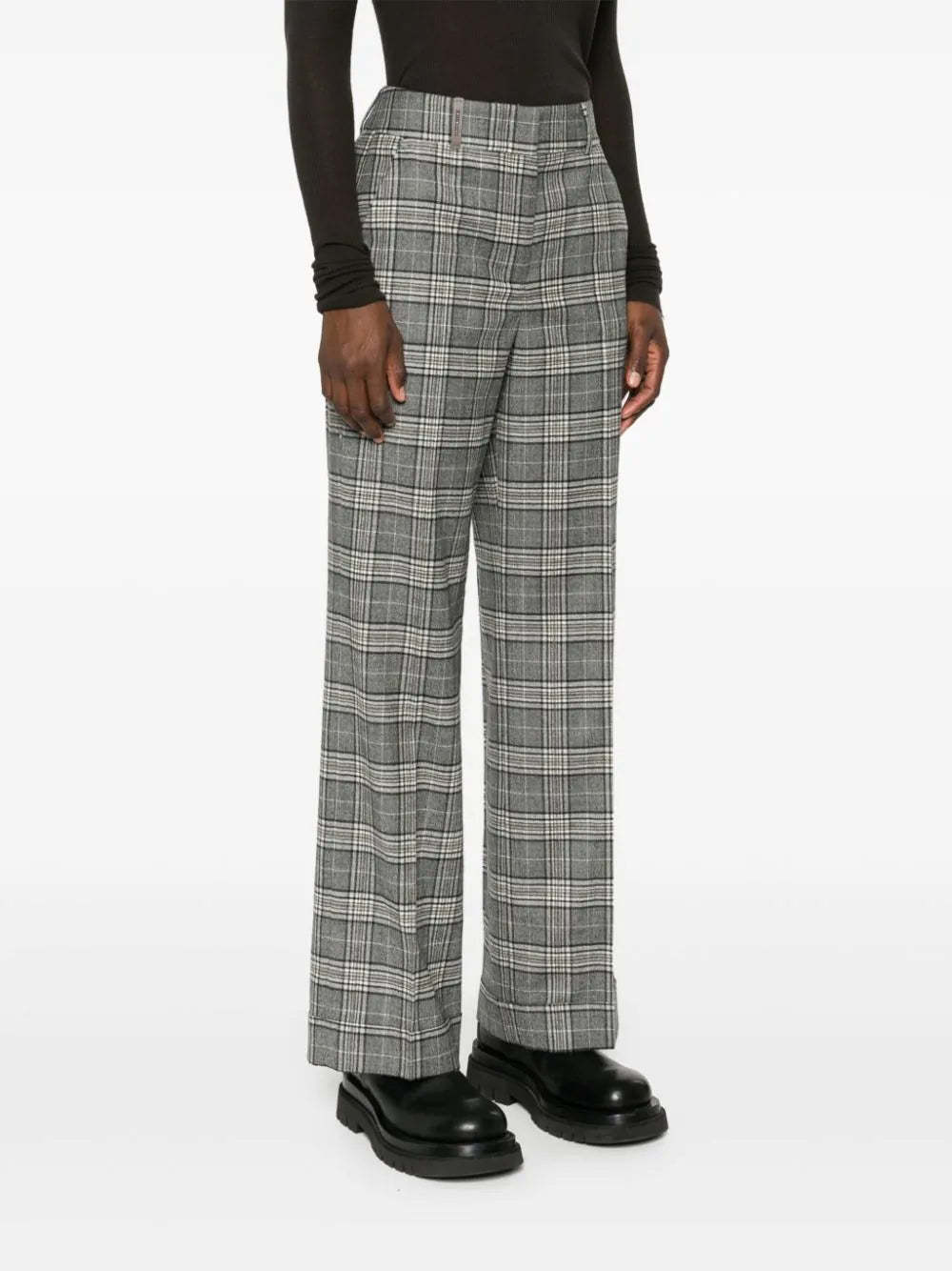 Peserico Tartan-check Trousers In Black
