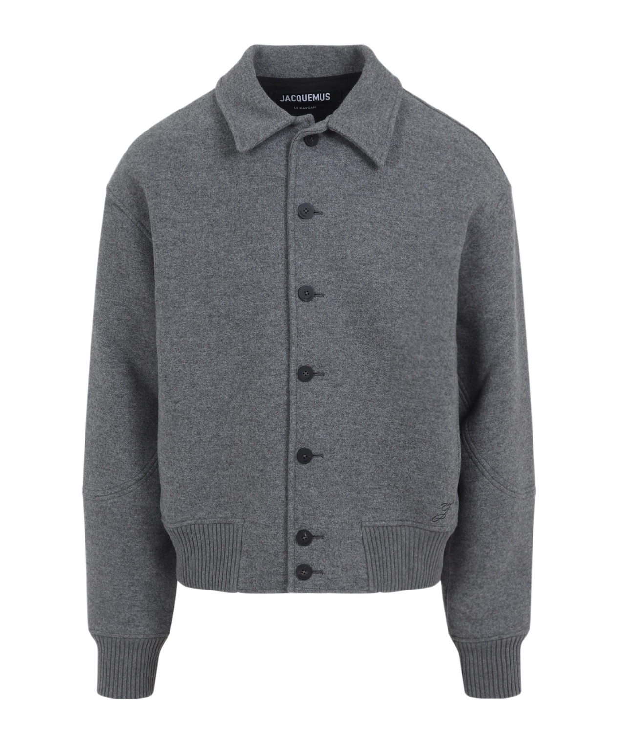 Jacquemus Mens Grey Feltro Pointed-collar Wool Bomber Jacket In Gray
