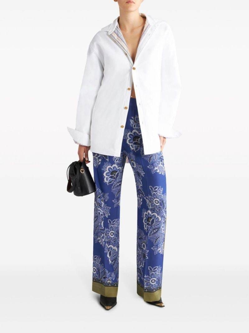 Etro High-rise Bandana Border-print Wide-leg Silk Pull-on Pants In Blue