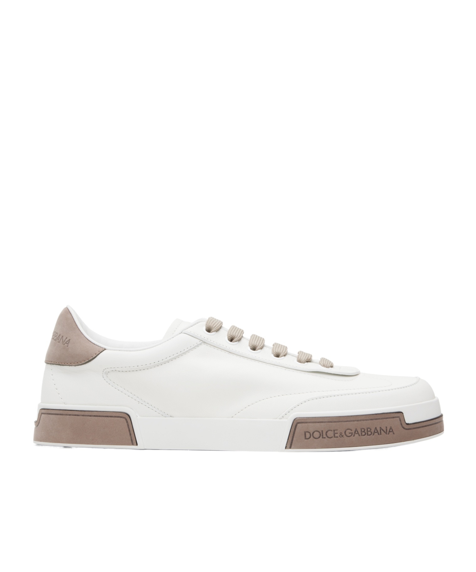 Dolce & Gabbana Portofino Yatch Sneakers In Calfskin Color White And Dove Grey In White