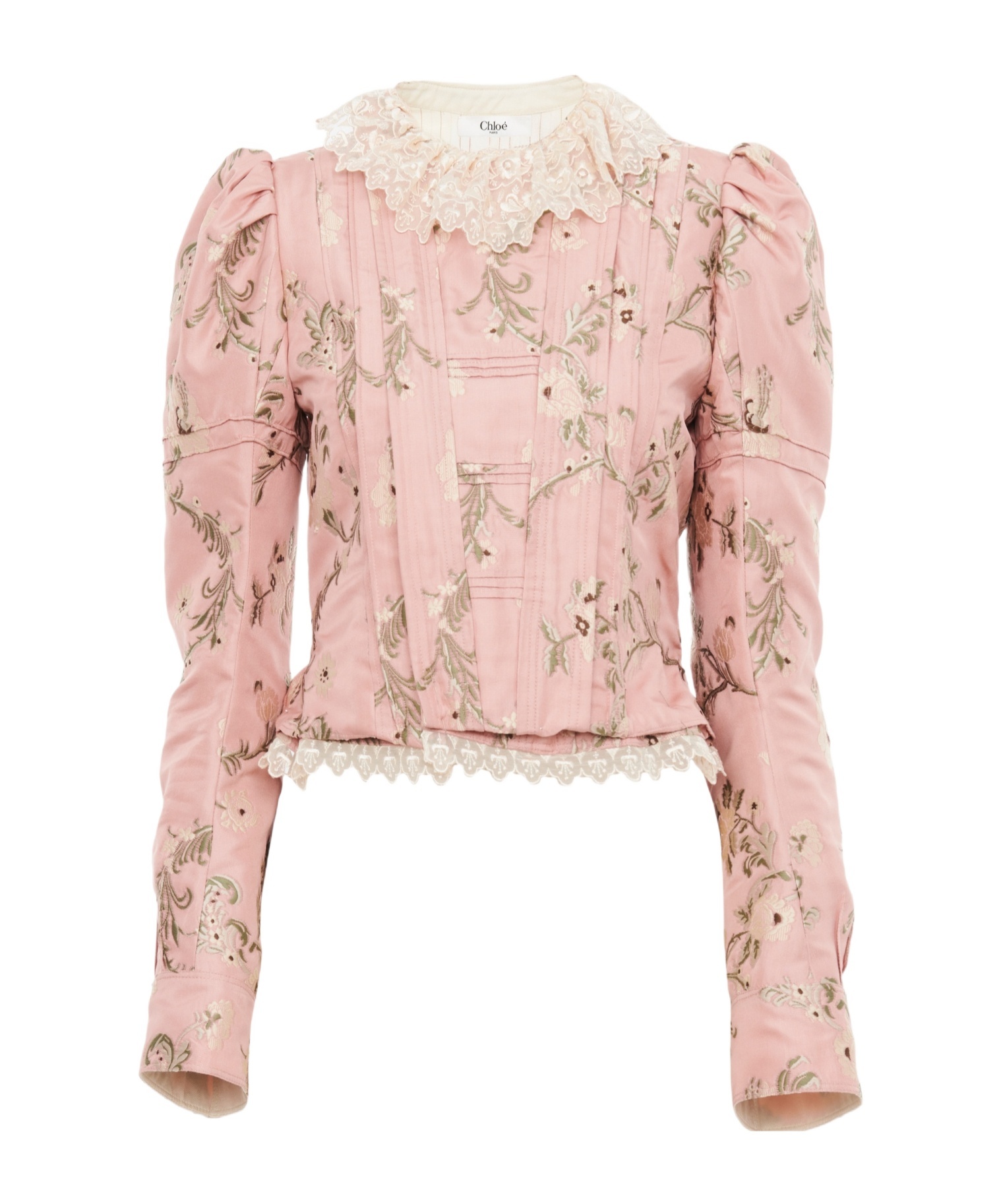 Chloé Baroque Silk-blend Taffeta Jacket With Floral Jacquard Women In Pink