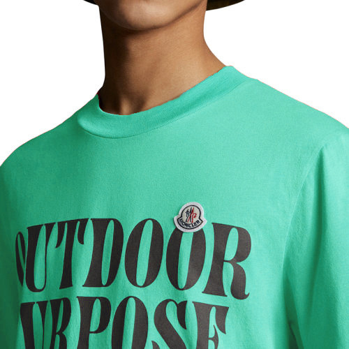 Moncler T-shirt With Round Neck And Short Sleeves In Green