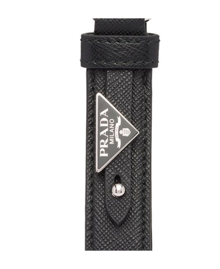 Prada Men Portachiavi In Pelle Saffiano In Black