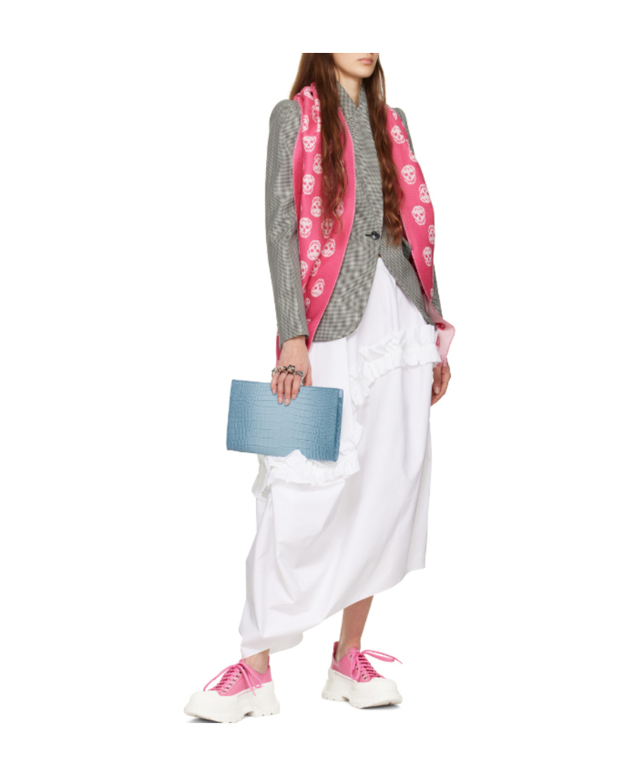 Alexander Mcqueen Skull-print Wool Scarf In Pink