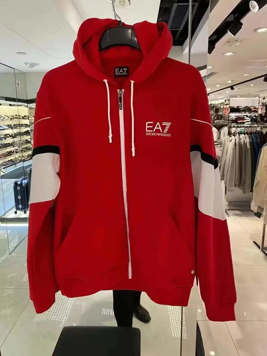 Ea7 Logo Details Casual Jacket In Red