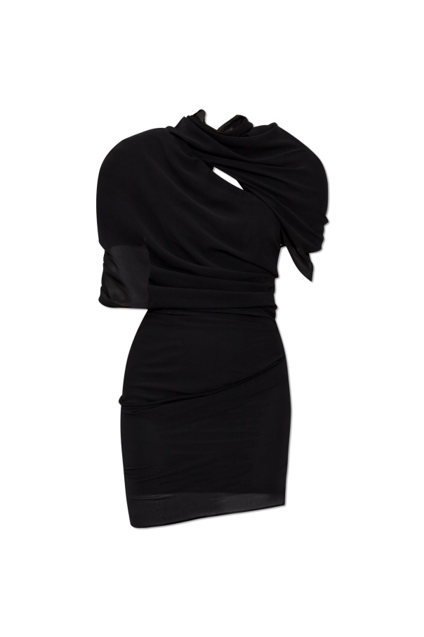 Jacquemus The Castagna Draped Mini Dress In Black