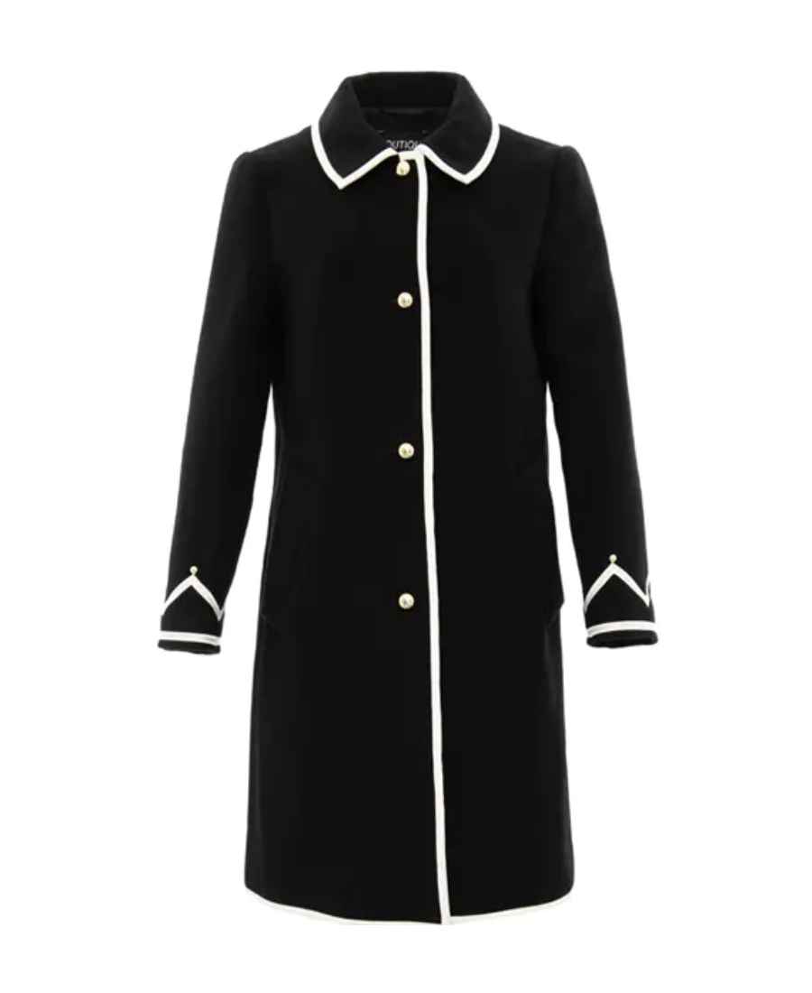 Moschino Contrast Color Trimmed Lapel Coat In Black