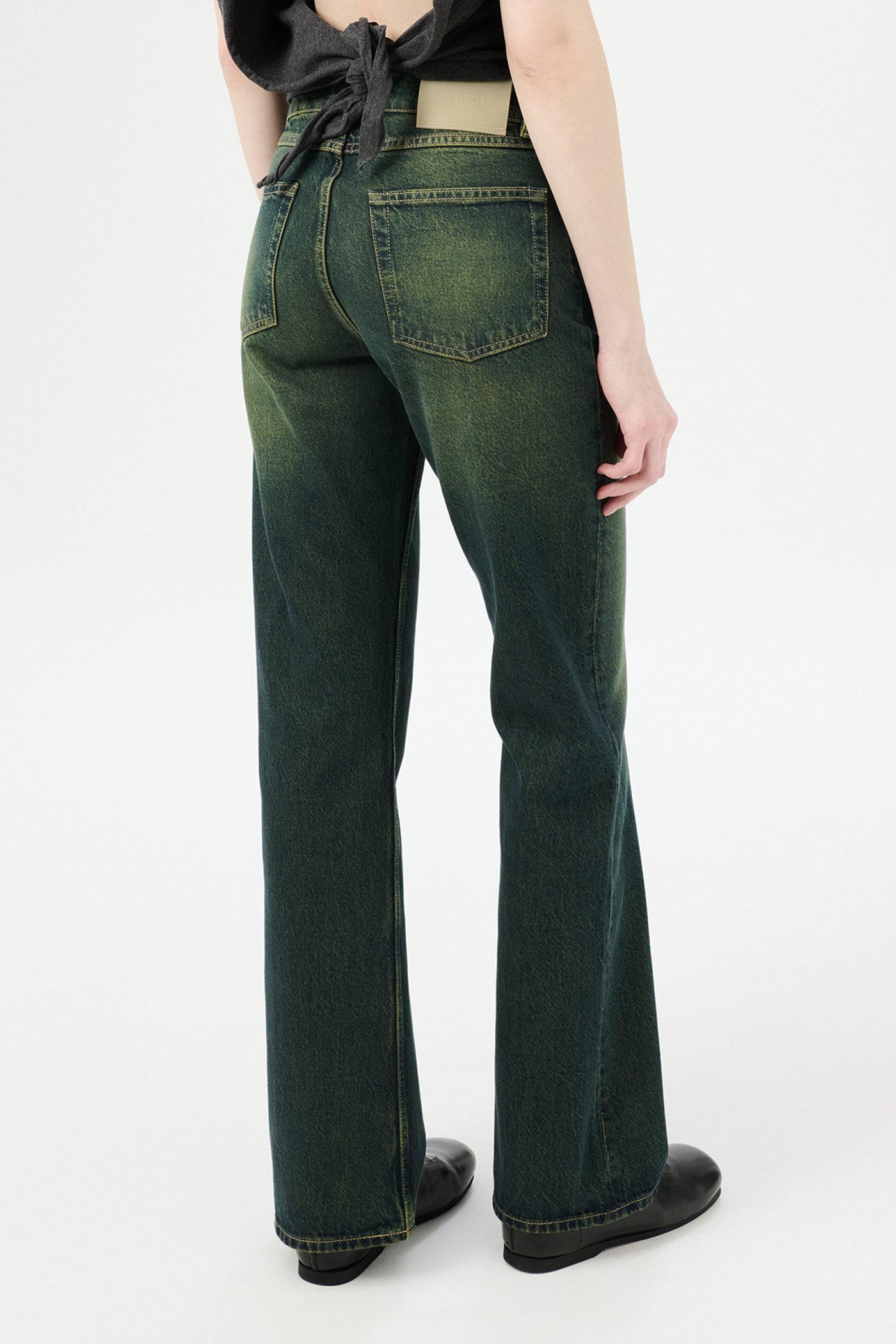 Our Legacy Women S Boot Cut Jeans Malibu Sand Wash In Green