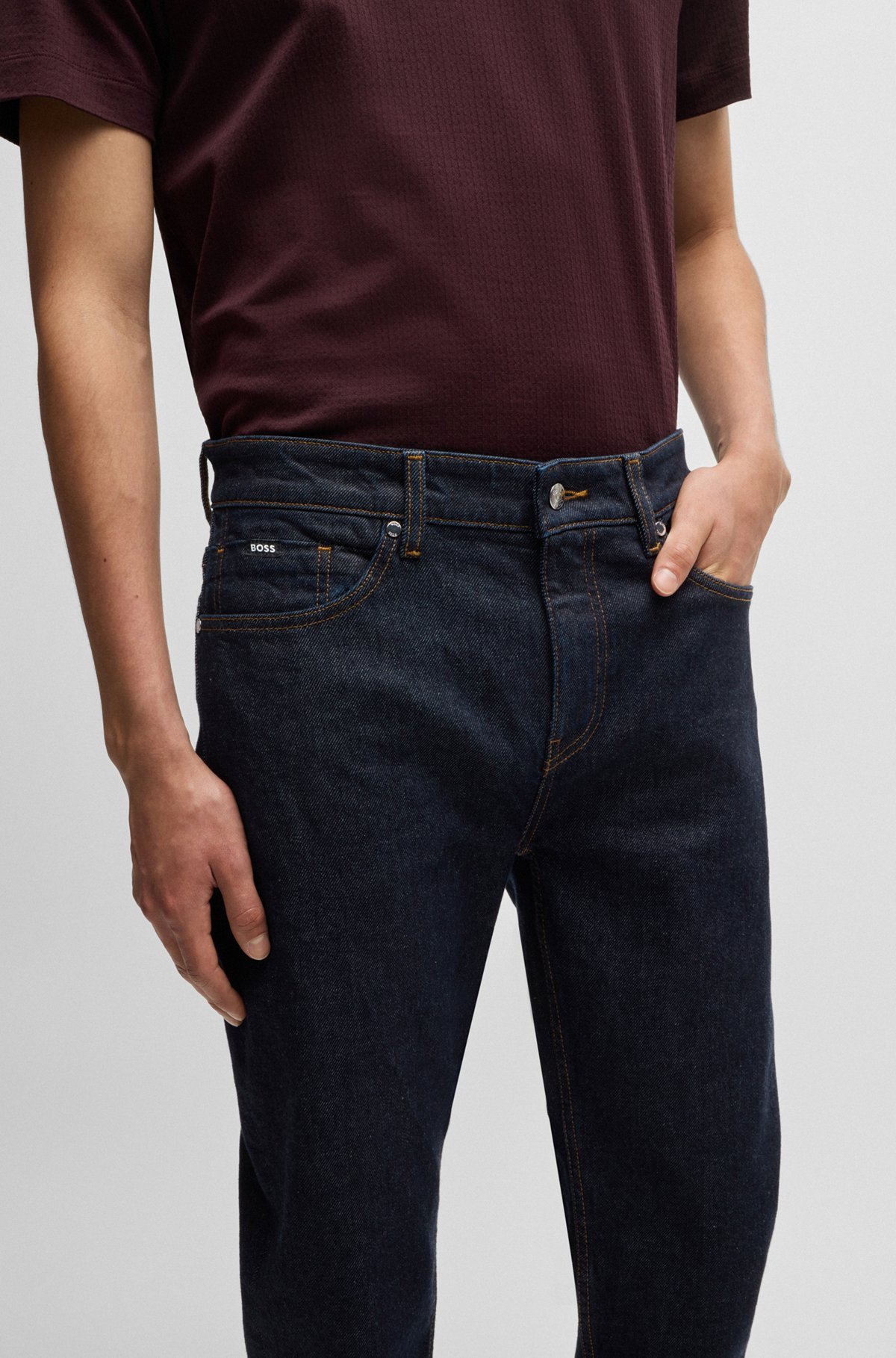 Shop Hugo Boss Straight-leg Jeans In Black