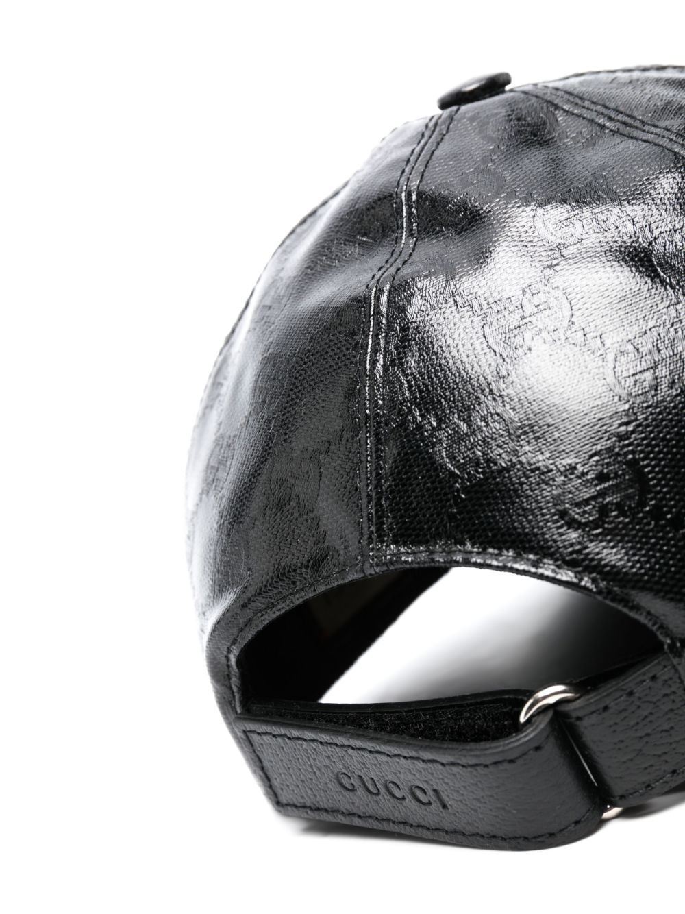 Gucci Interlocking G-logo Leather Cap In Black