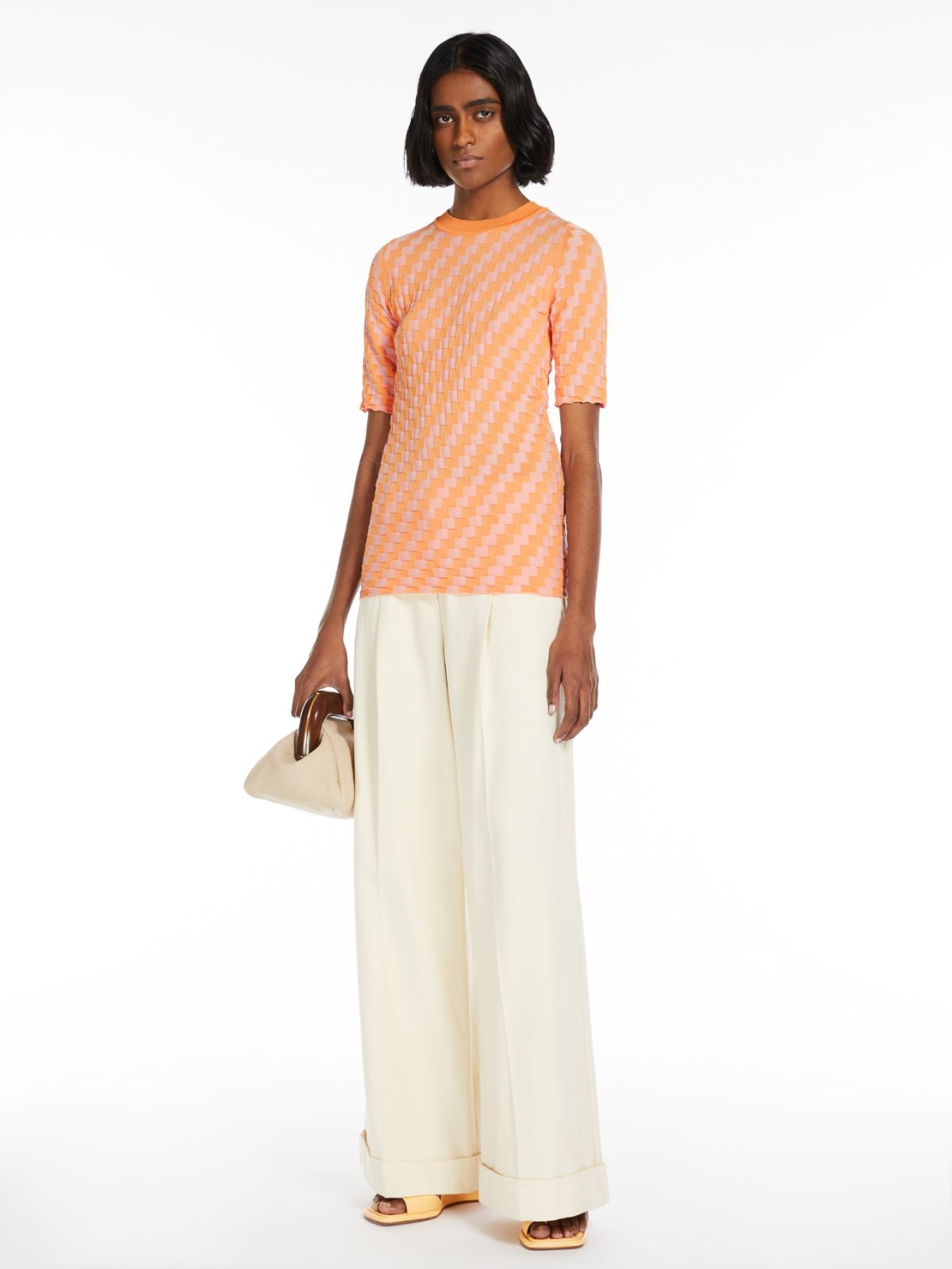 Sportmax 3d Cotton Sweater In Nude