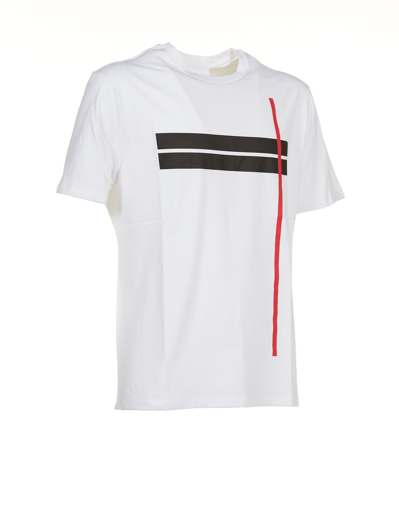 Neil Barrett Contrast Stripe T-shirt In White