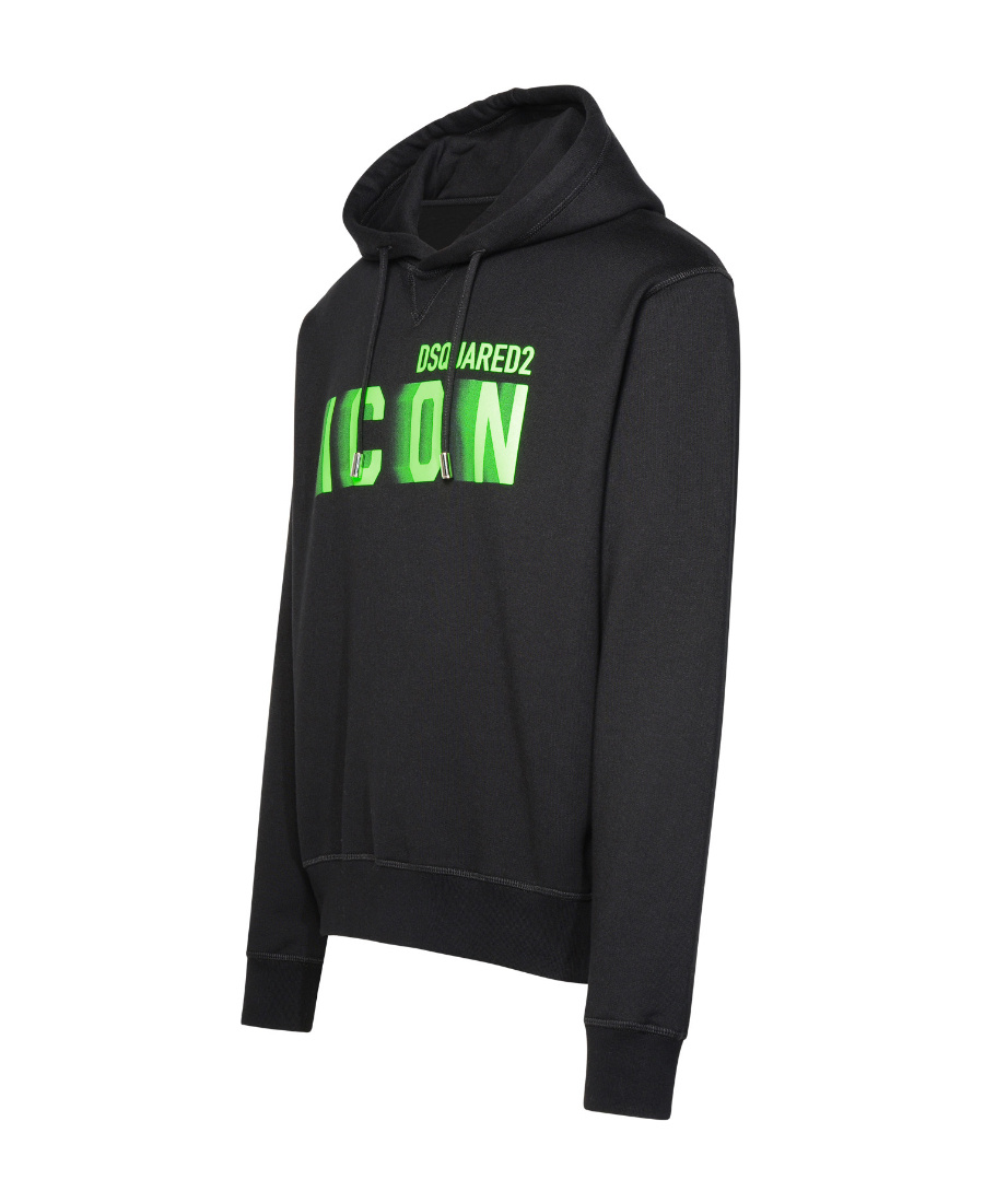 Dsquared2 Icon Printed Drawstring Hoodie In Black