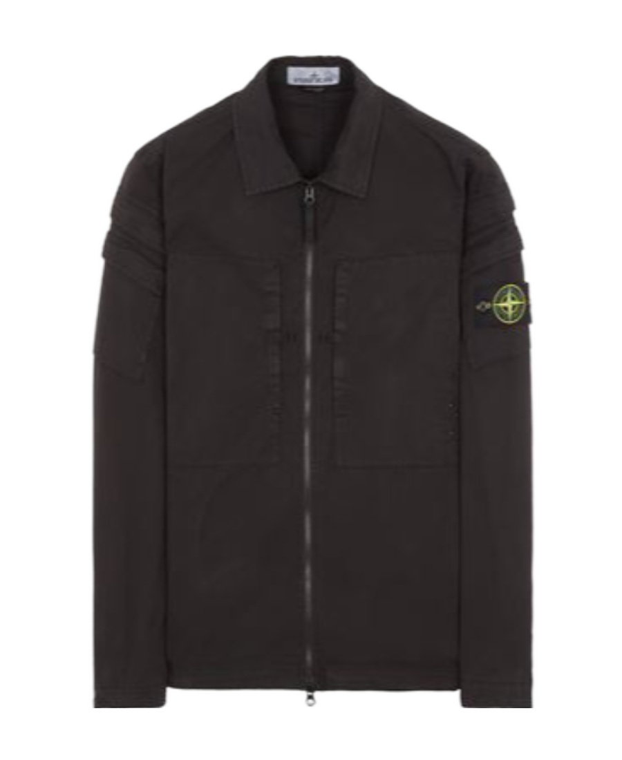 STONE ISLAND COMPASS-PATCH ZIP-UP SHIRT JACKET