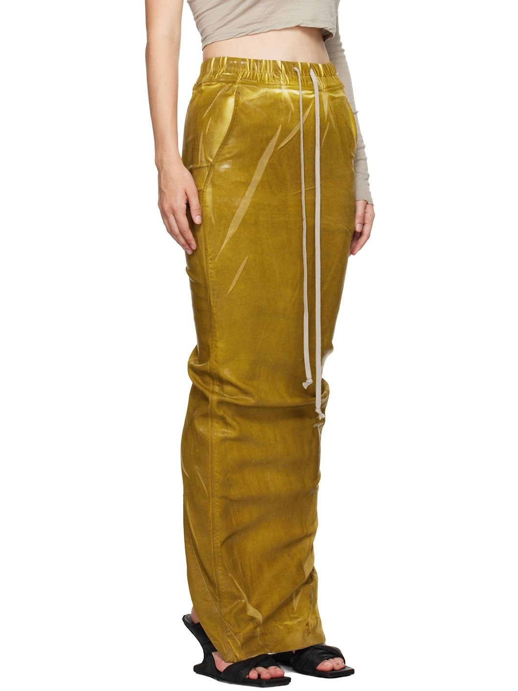 Rick Owens Drkshdw Yellow Porterville Pull On Pillar Denim Maxi Skirt In Yellow