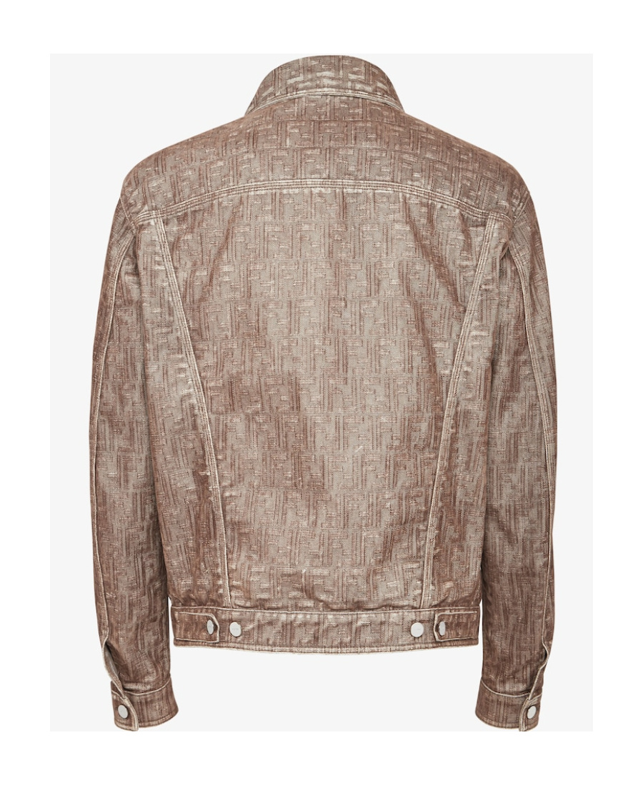 Fendi Single-breasted Denim Jacket In Nude