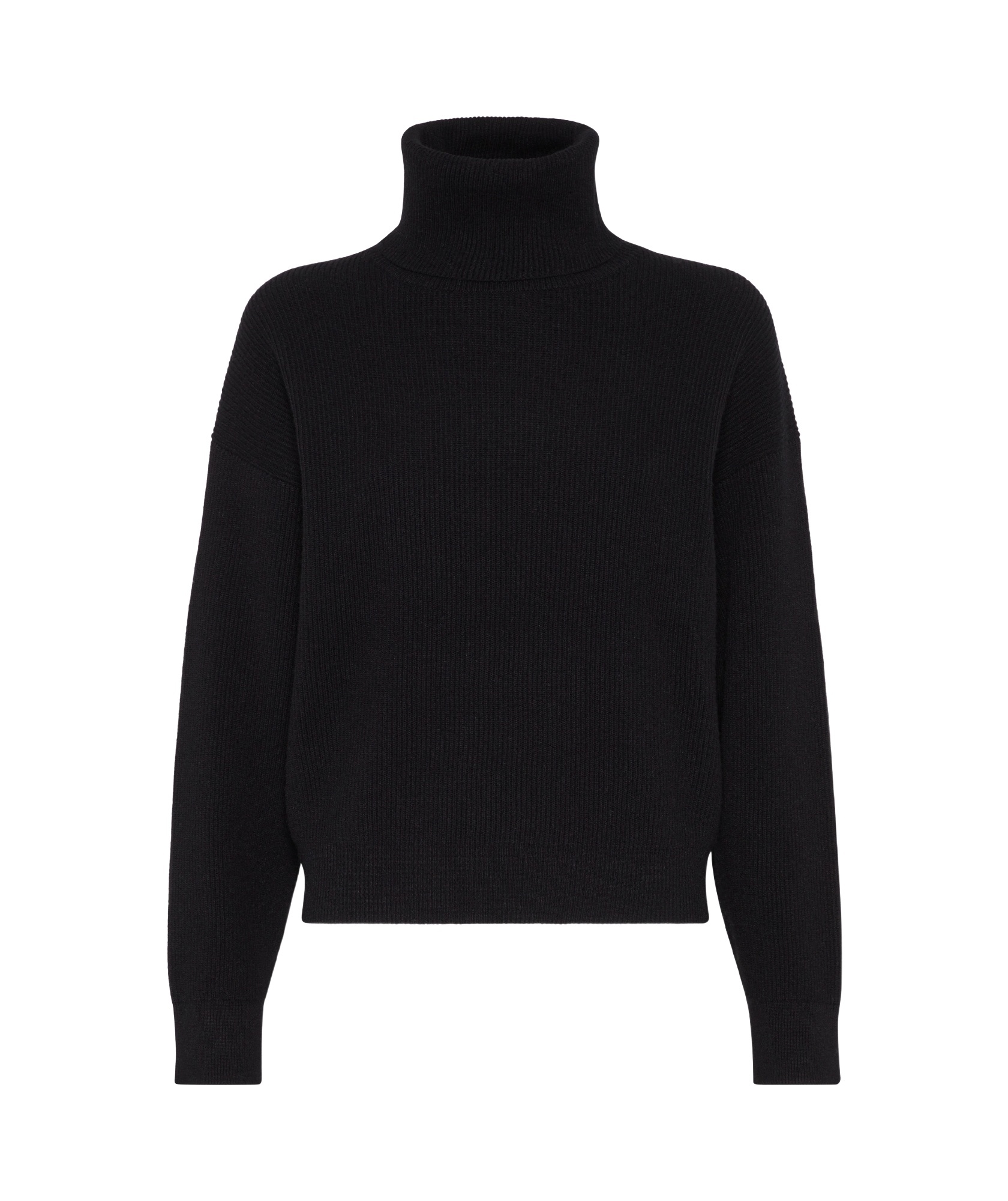 Brunello Cucinelli Black Virgin Wool, Cashmere And Silk Turtleneck Sweater In Black