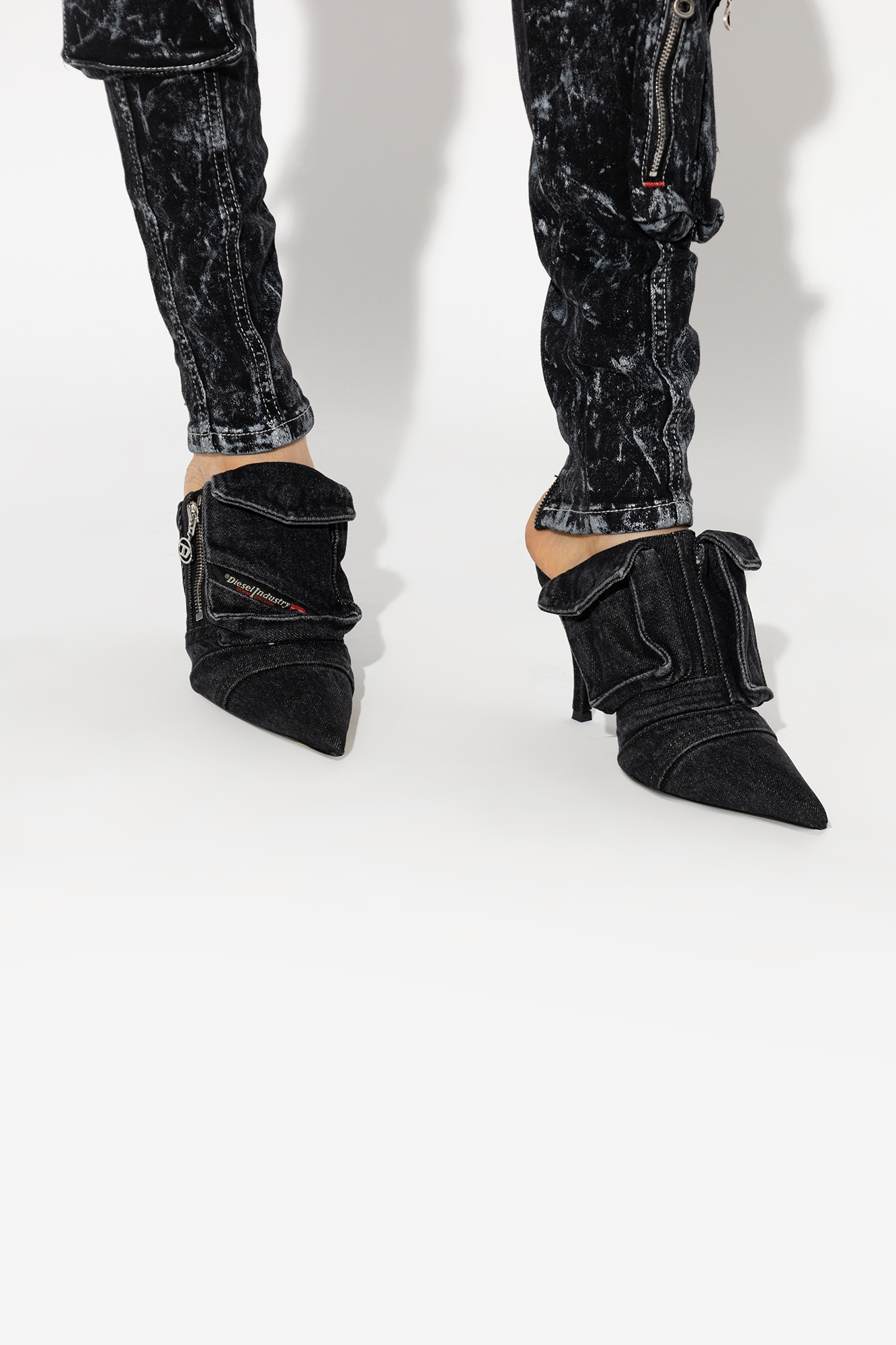 Diesel Black D-venus Pocket ml Mules In Black