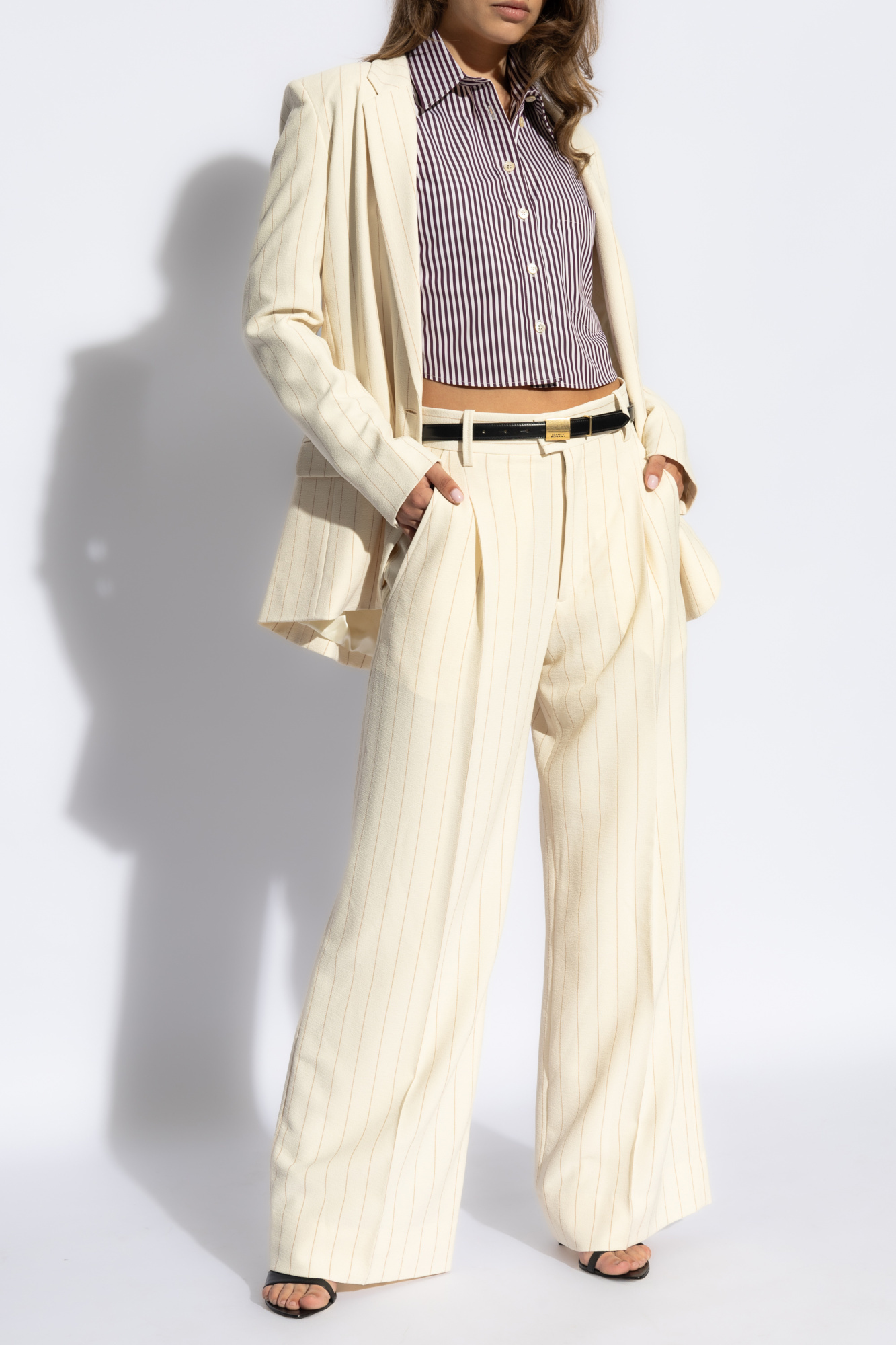 Isabel Marant Omelia Pinstripe Blazer In White