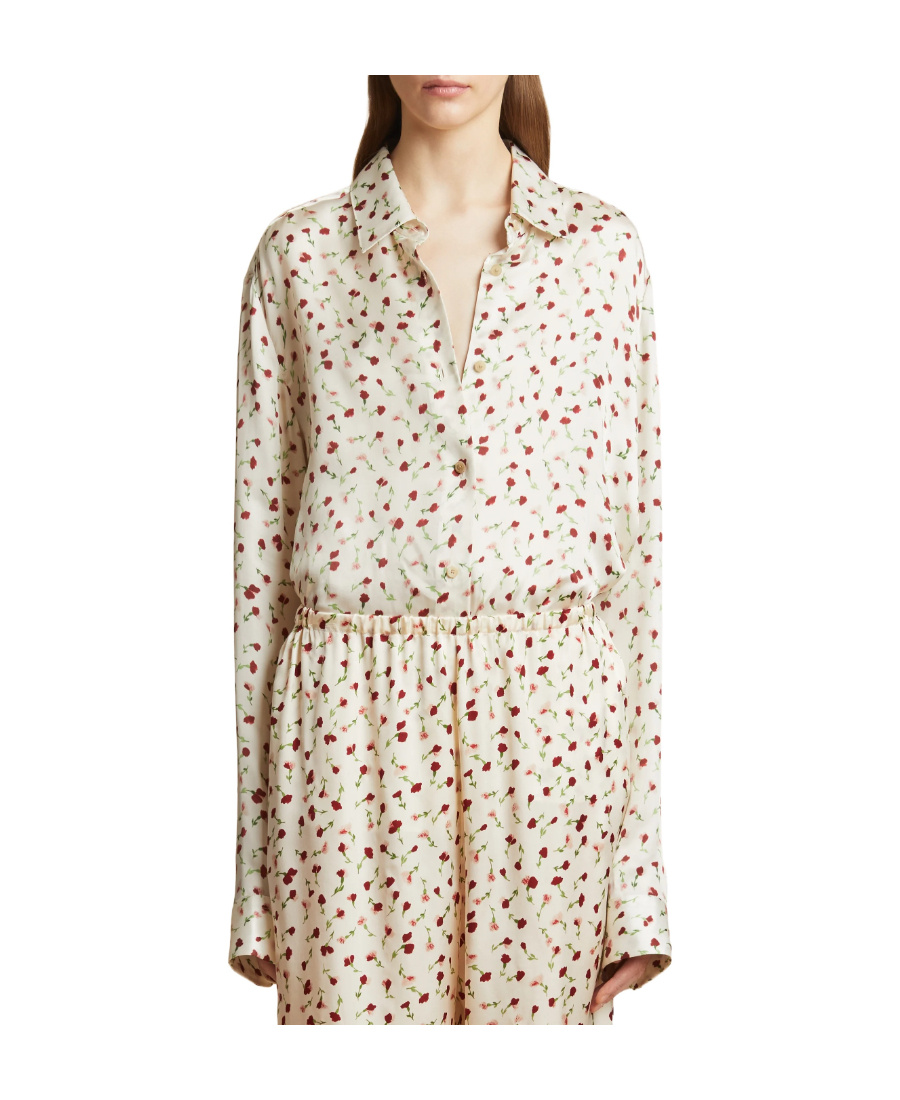 Khaite Hemd Mit Rosen-print In White