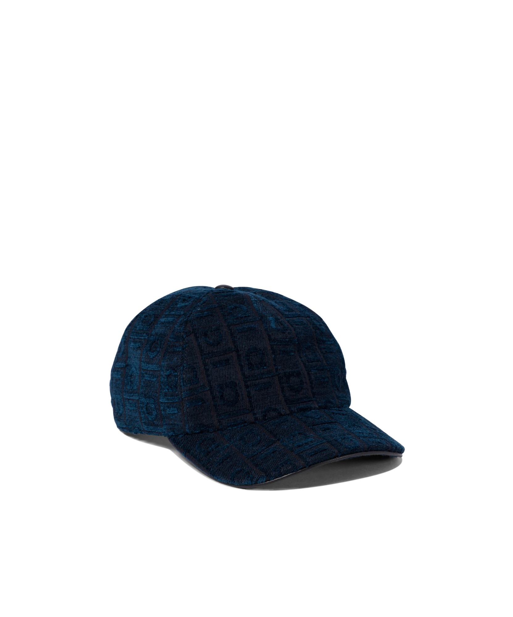 Ferragamo Embroidered Curved Brim Textured Fabric Hats In Black