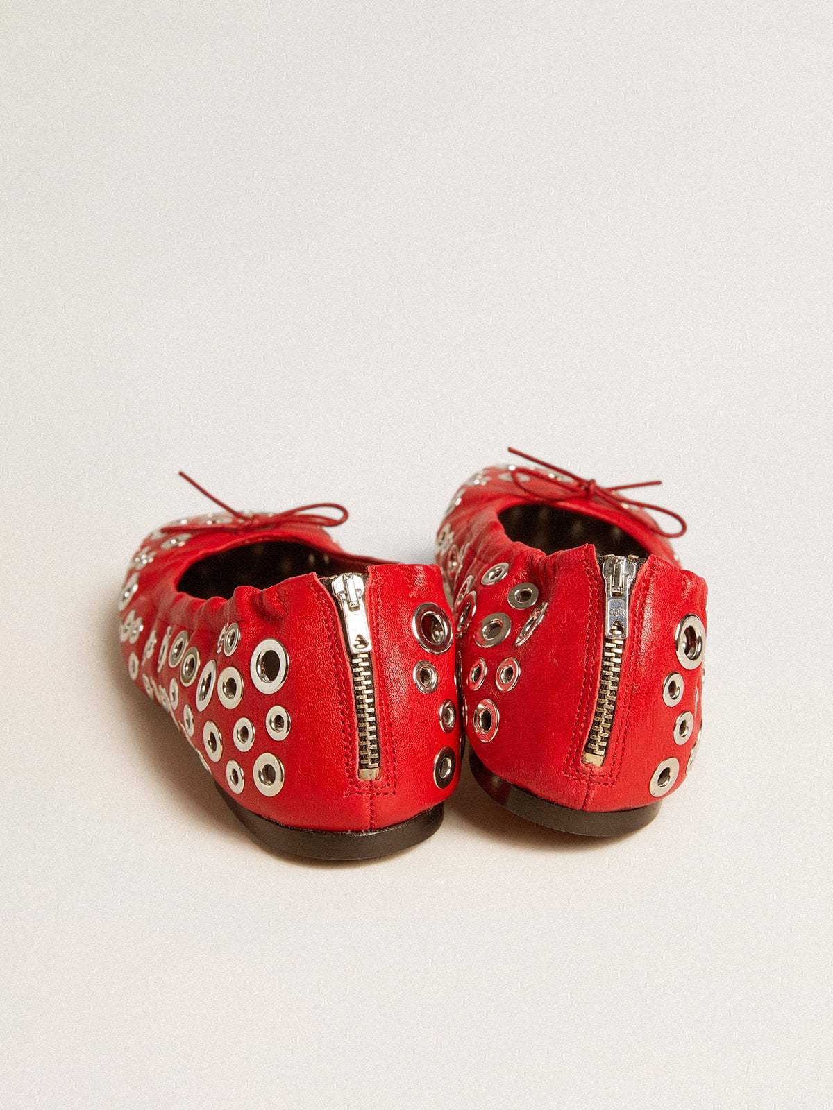 Golden Goose Amy Eyelet-embellished Nappa Ballerina Flats In Red