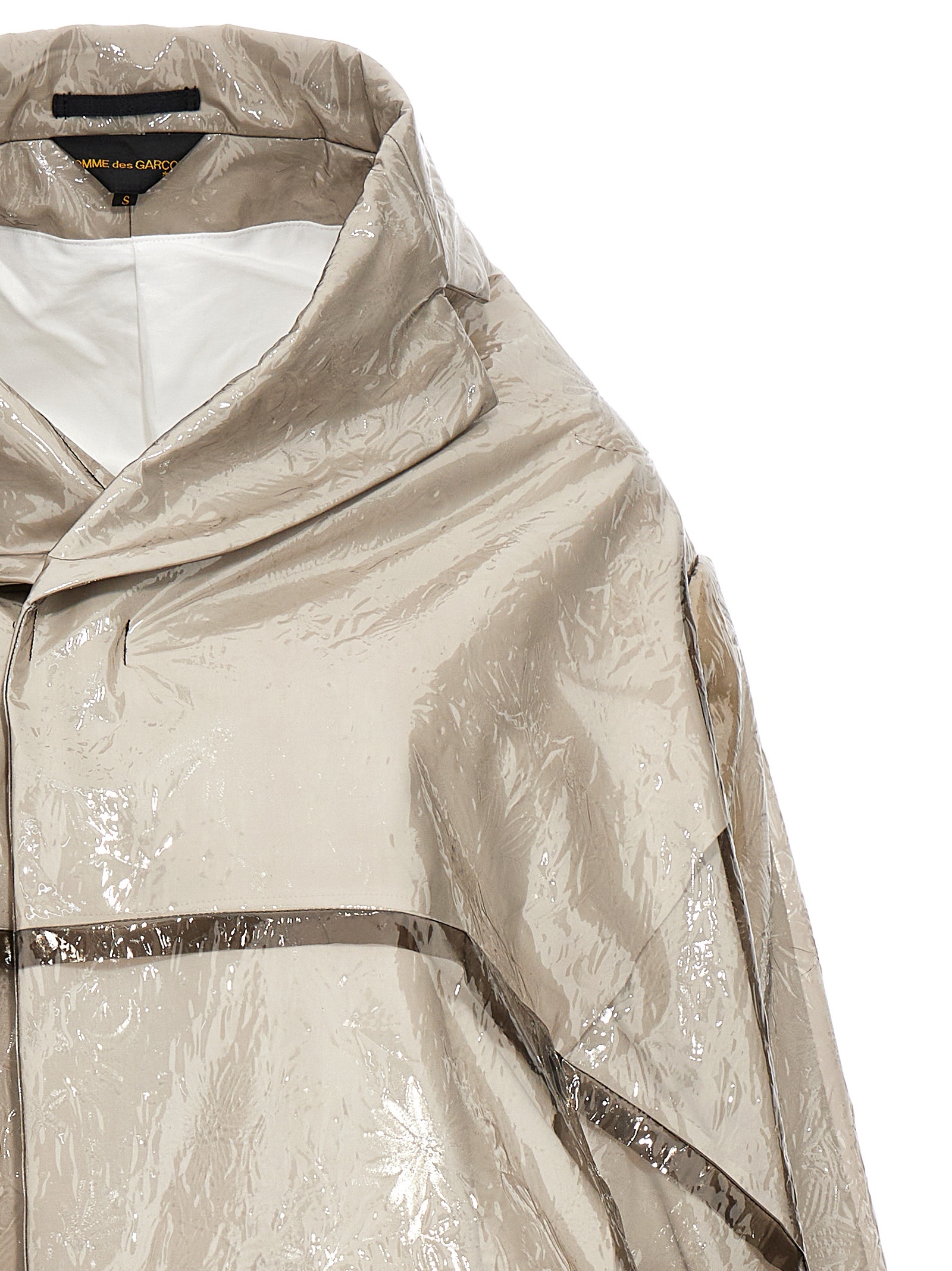Comme Des Garçons Oversized Trench Coat Shiny Finish In Nude