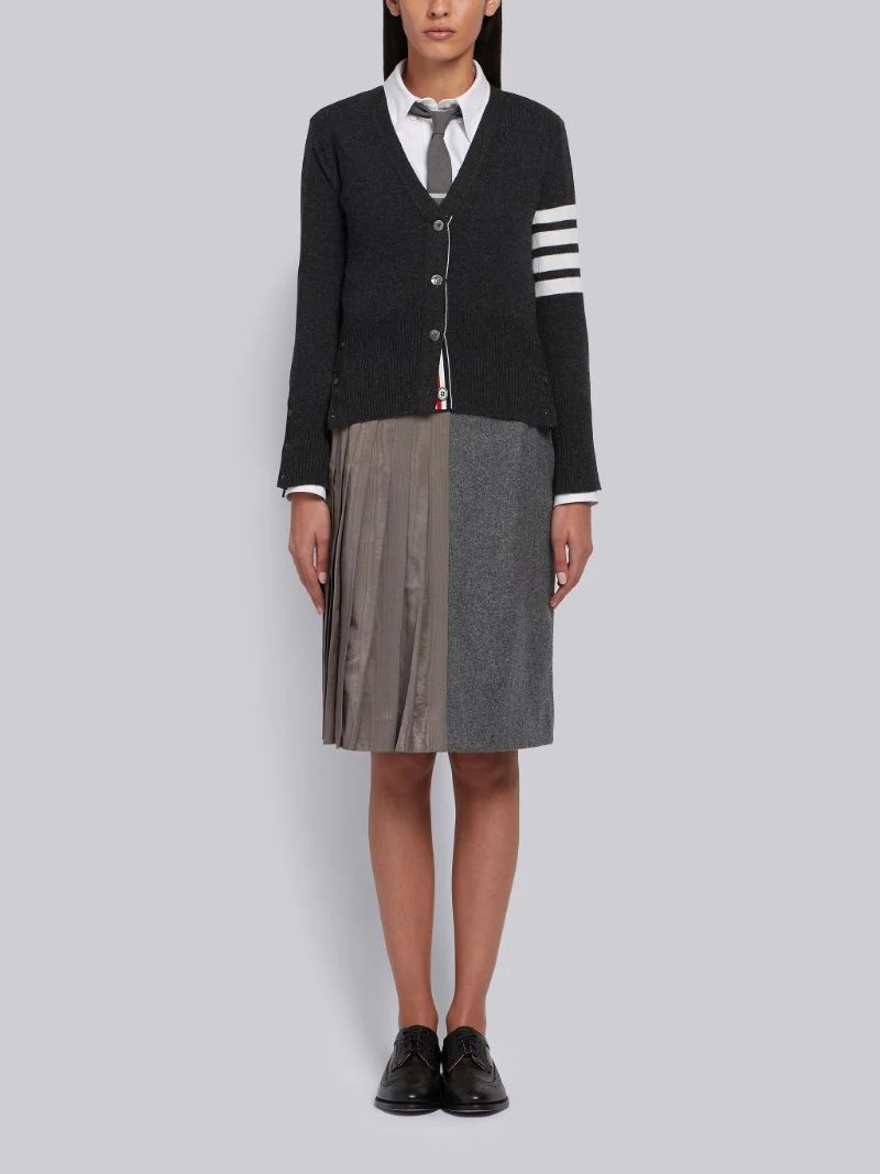 Thom Browne Cashmere Striped-sleeve V-neck Cardigan In Black