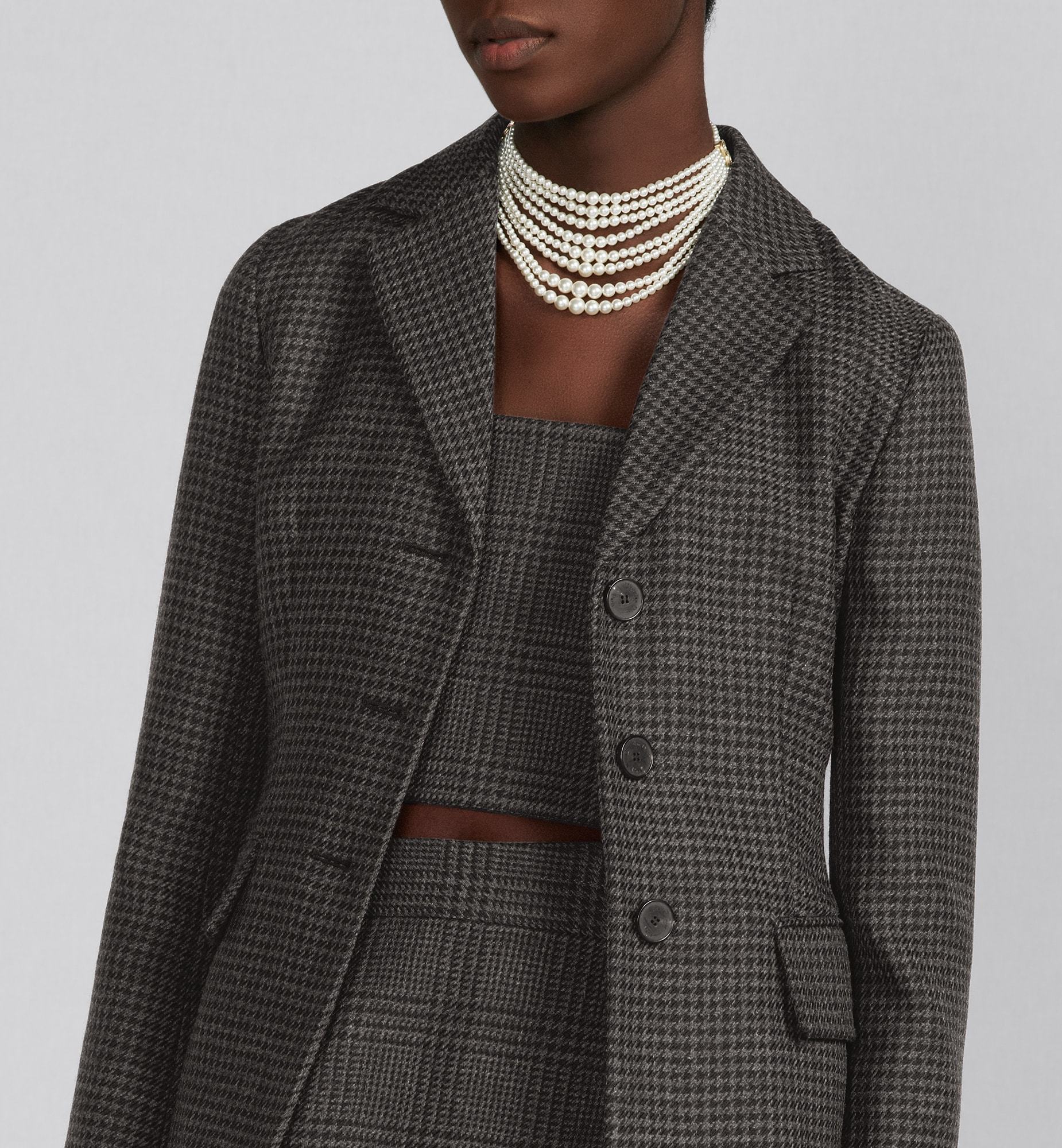 Dior Plaid Wool Suit Jacket In Gray