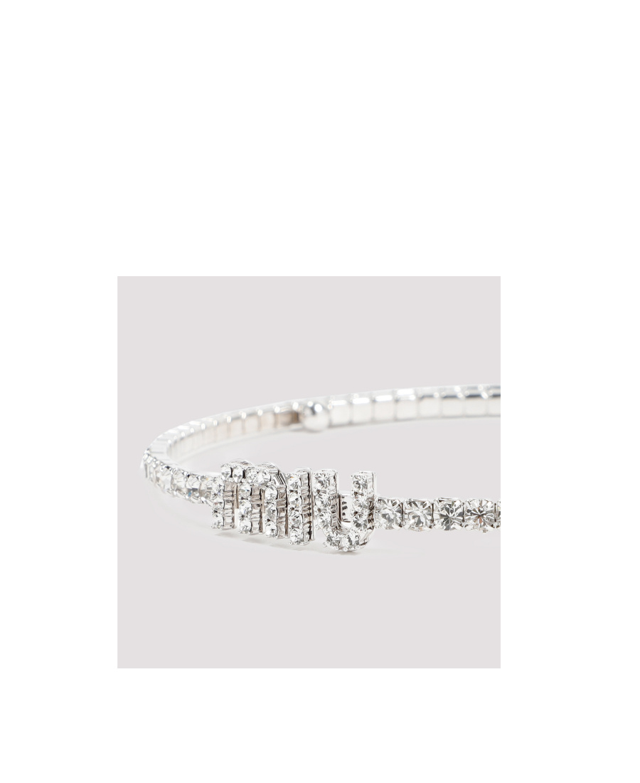 Miu Miu Crystal Sparkle Statement Necklace In White