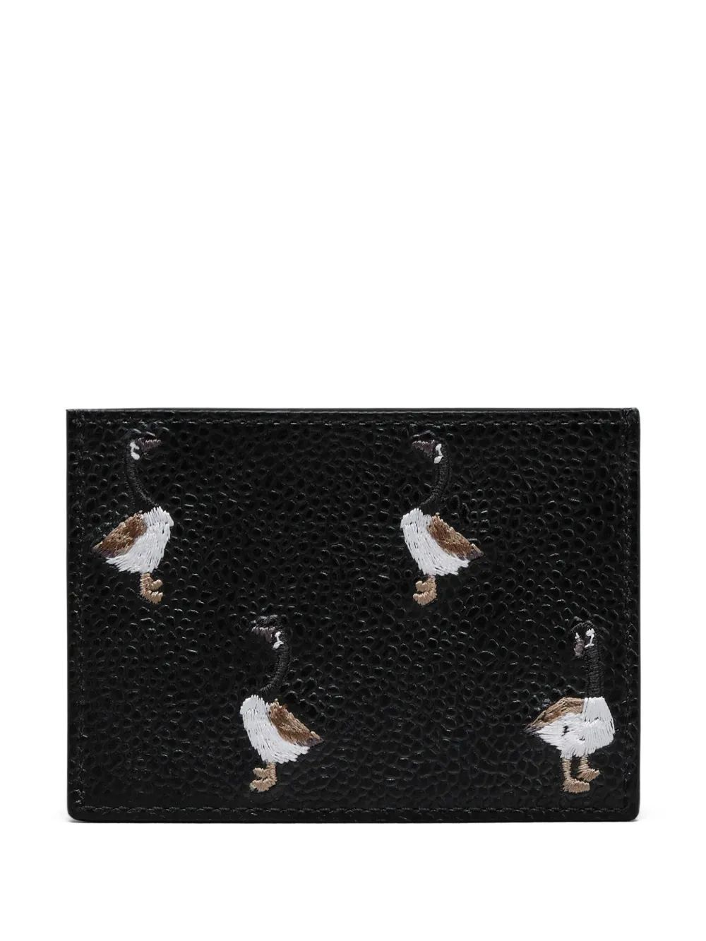 Thom Browne Embroidered Stripe Textured Card Holder In Black
