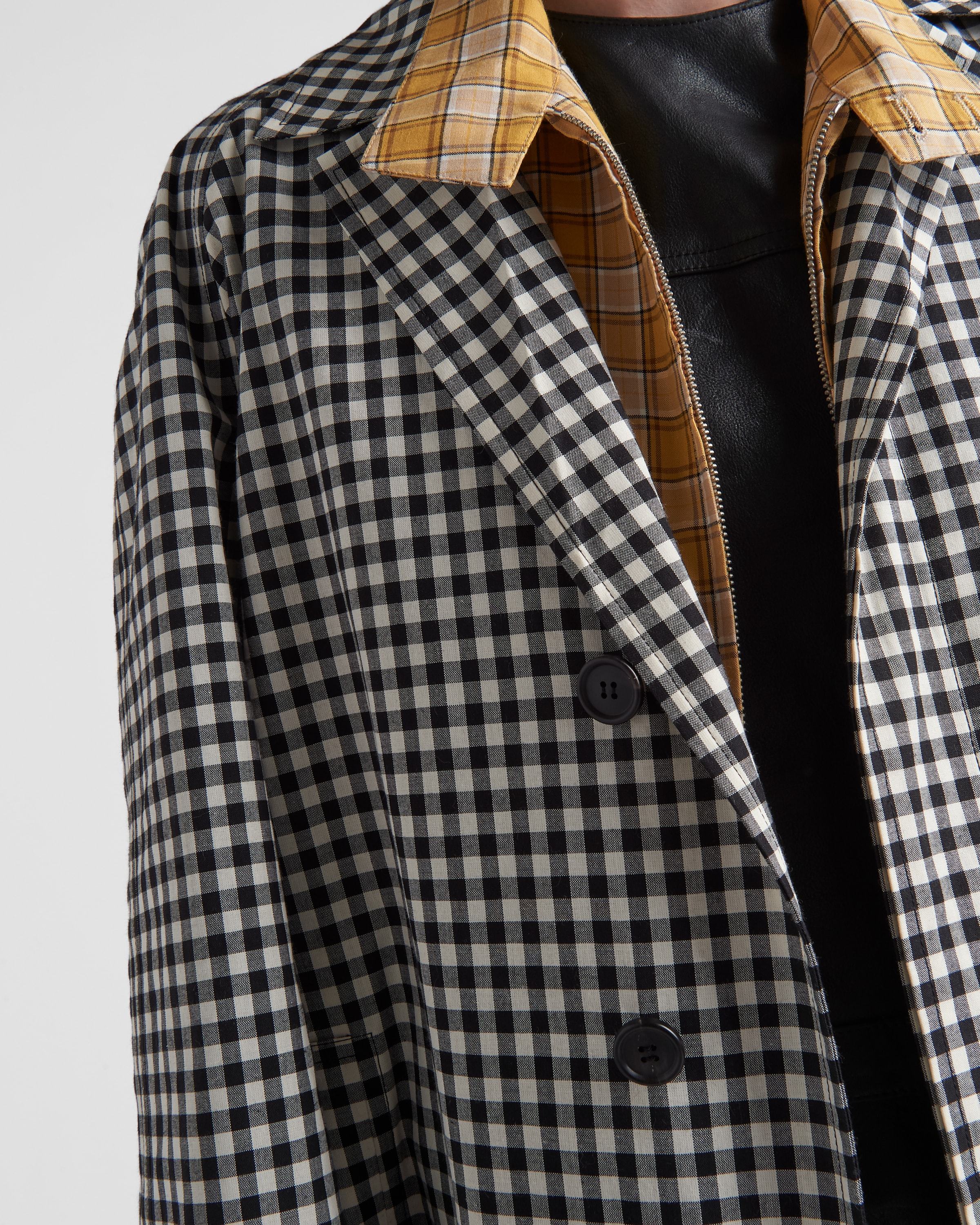 PRADA PRADA CHECK PATTERN BELTED COAT