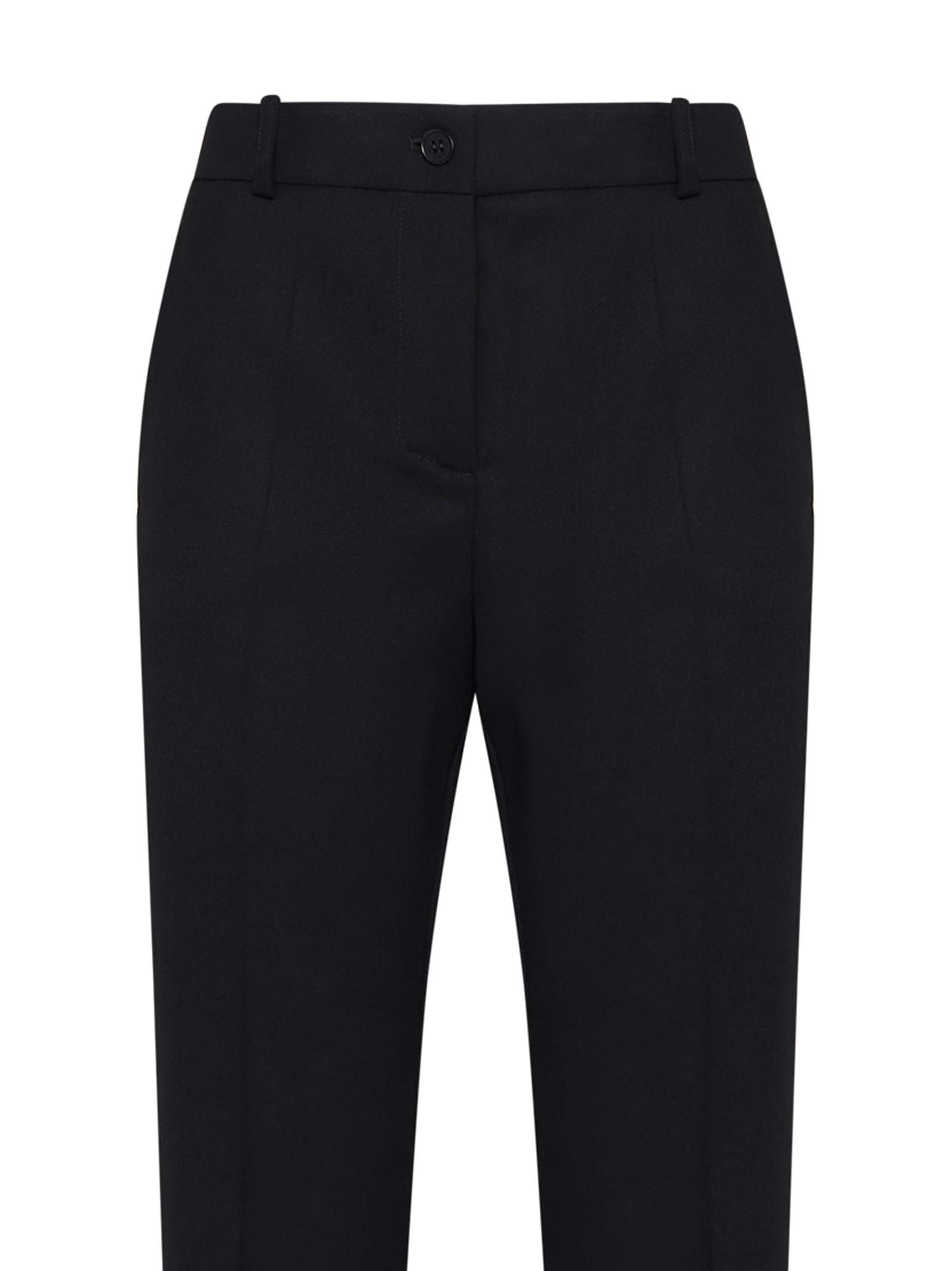 P.a.r.o.s.h Medium And High Waist Slim-fitting Straight Pants In Black