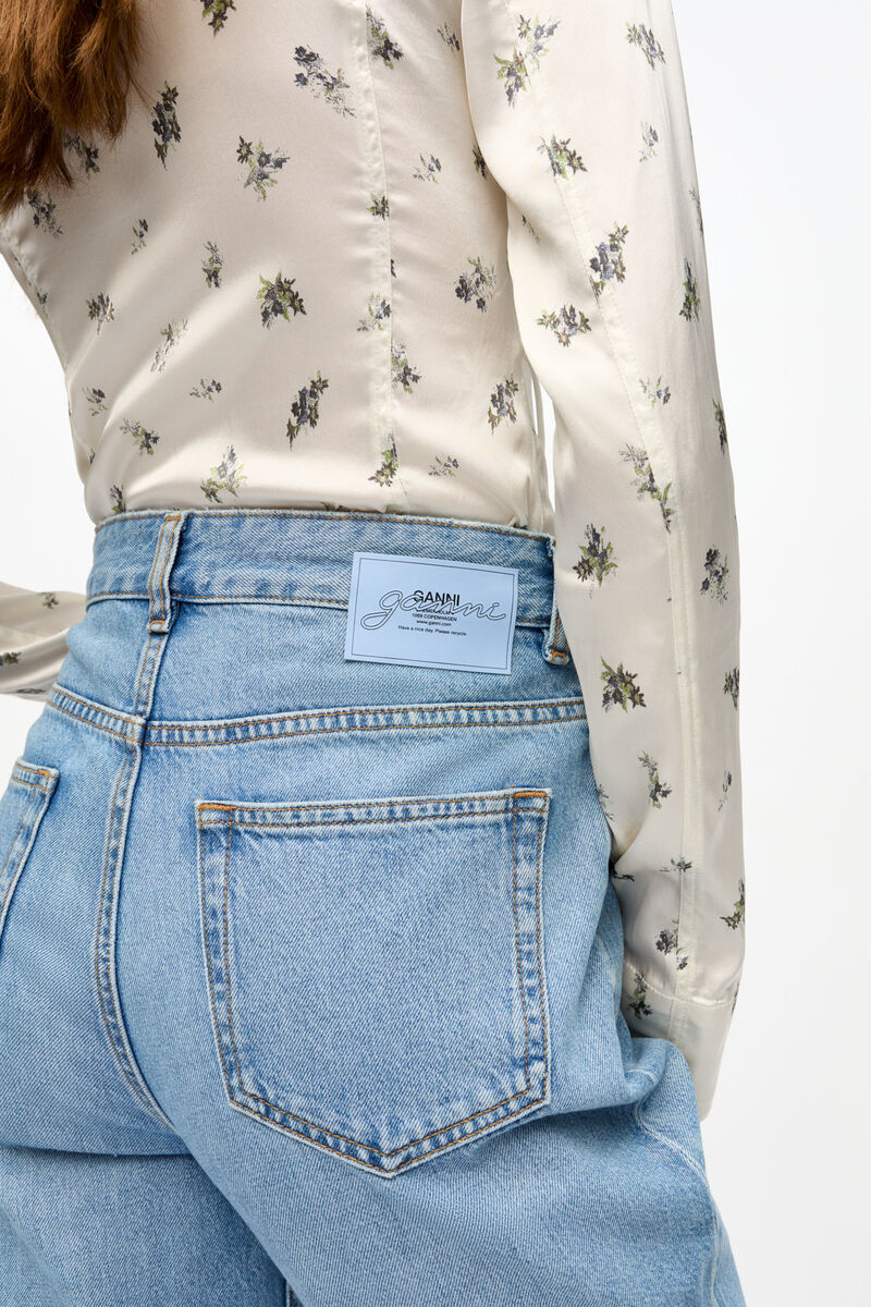 Ganni Jeans Mit Lochstickerei In Blue