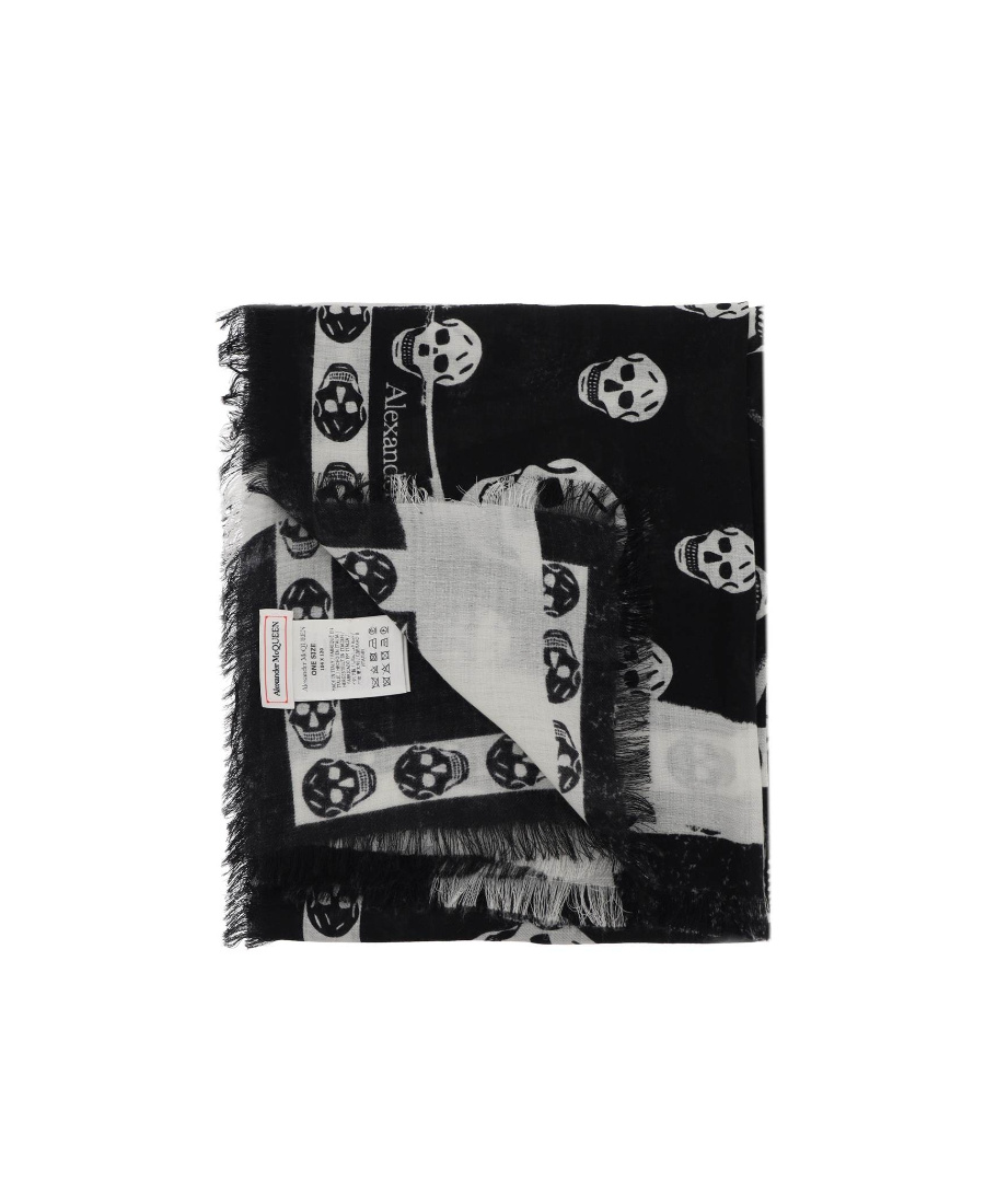 Alexander Mcqueen Silk Skull Scarf In Black